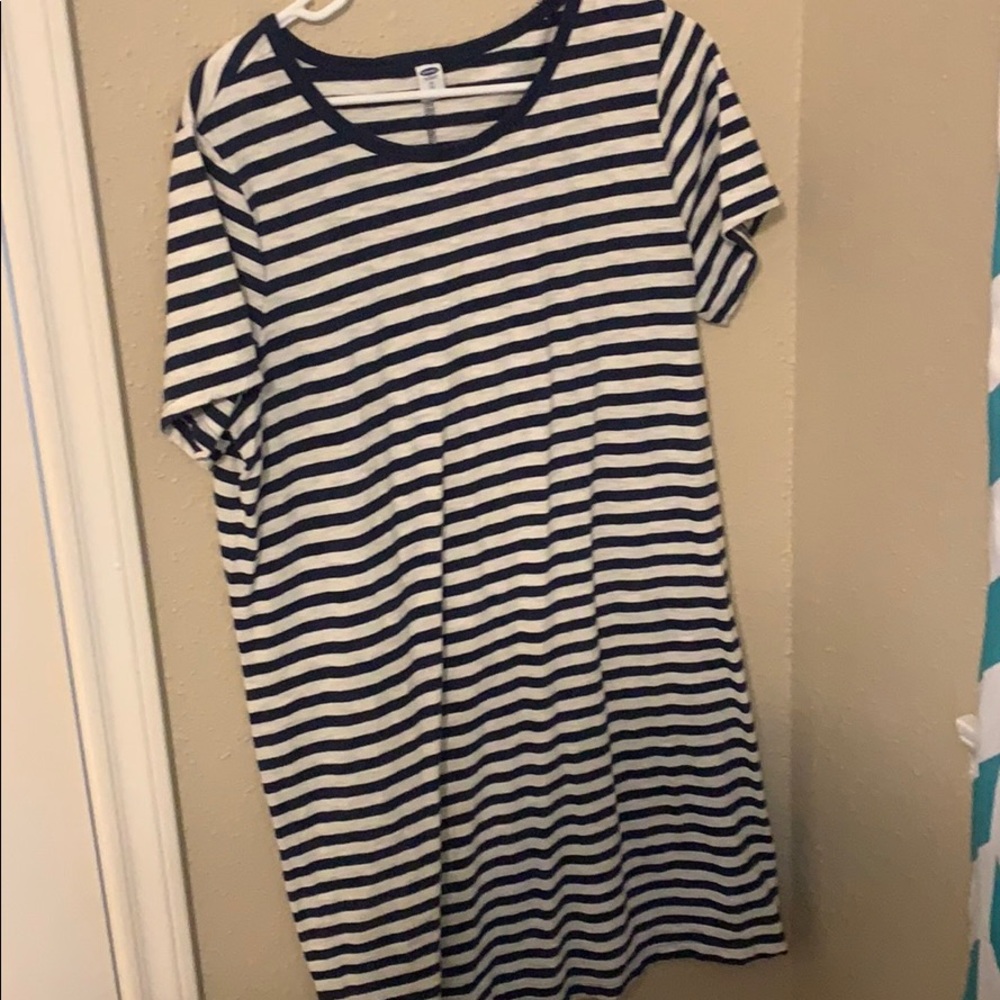 Old Navy Navy and white striped t-shirt dress